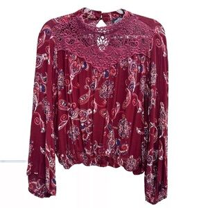 Elegant Burgundy Paisley Women's Top
